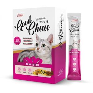 【매장】[굿츄] 갓성비 대용량 고양이 츄르 (참치&조개관자살/15gx30개입)(칼슘 근골격계 강화)