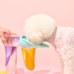 개님보틀캡 강아지 휴대용 실리콘 산책물통 급수기 (오렌지,옐로우,민트,퍼플)
