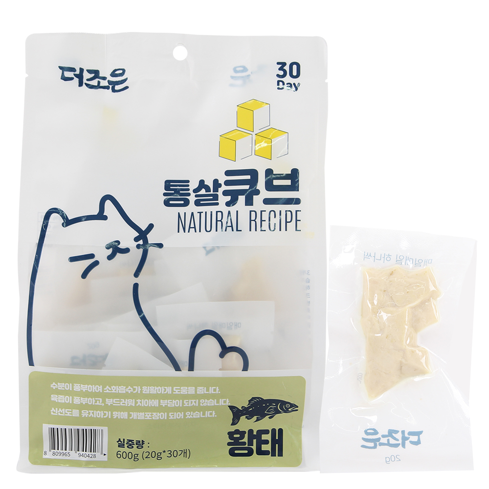 더조은 고양이 통살 큐브 닭고기 황태 20g x 30개 [600g]