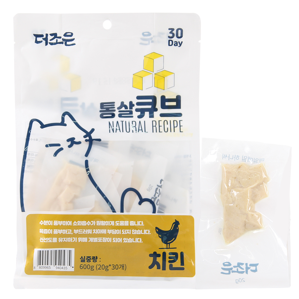 더조은 고양이 통살 큐브 닭고기 치킨 20g x 30개 [600g]