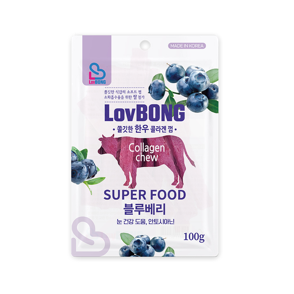 퍼피아이 러봉 눈건강 한우 콜라겐껌 블루베리 100g