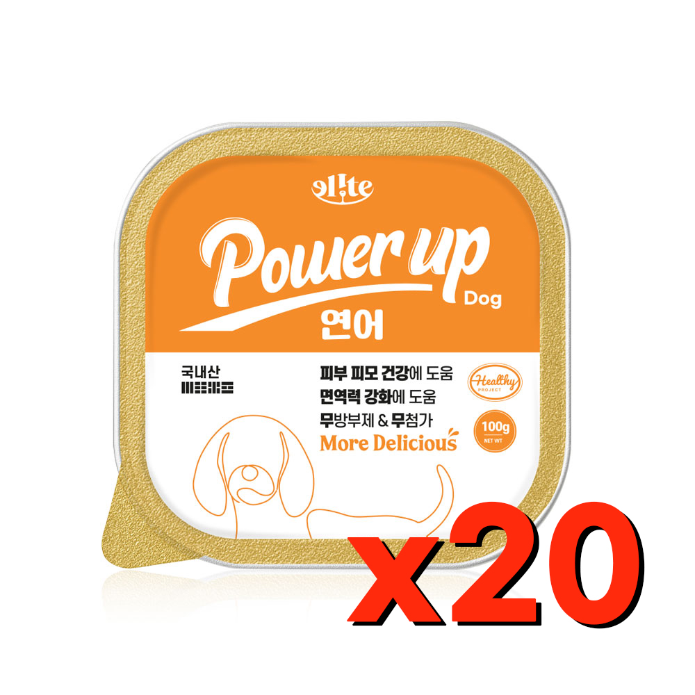 엘릿 파워업 국산 강아지 사각캔 연어 100g 20개