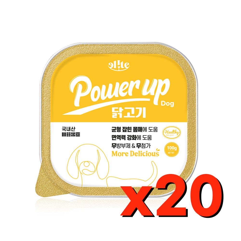 엘릿 파워업 국산 강아지 사각캔 닭고기 100g 20개