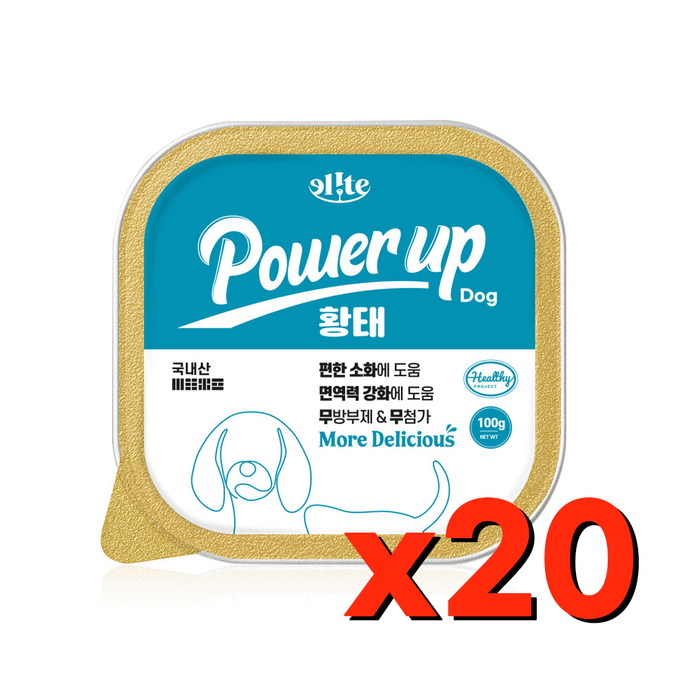 엘릿 파워업 국산 강아지 사각캔 황태 100g 20개