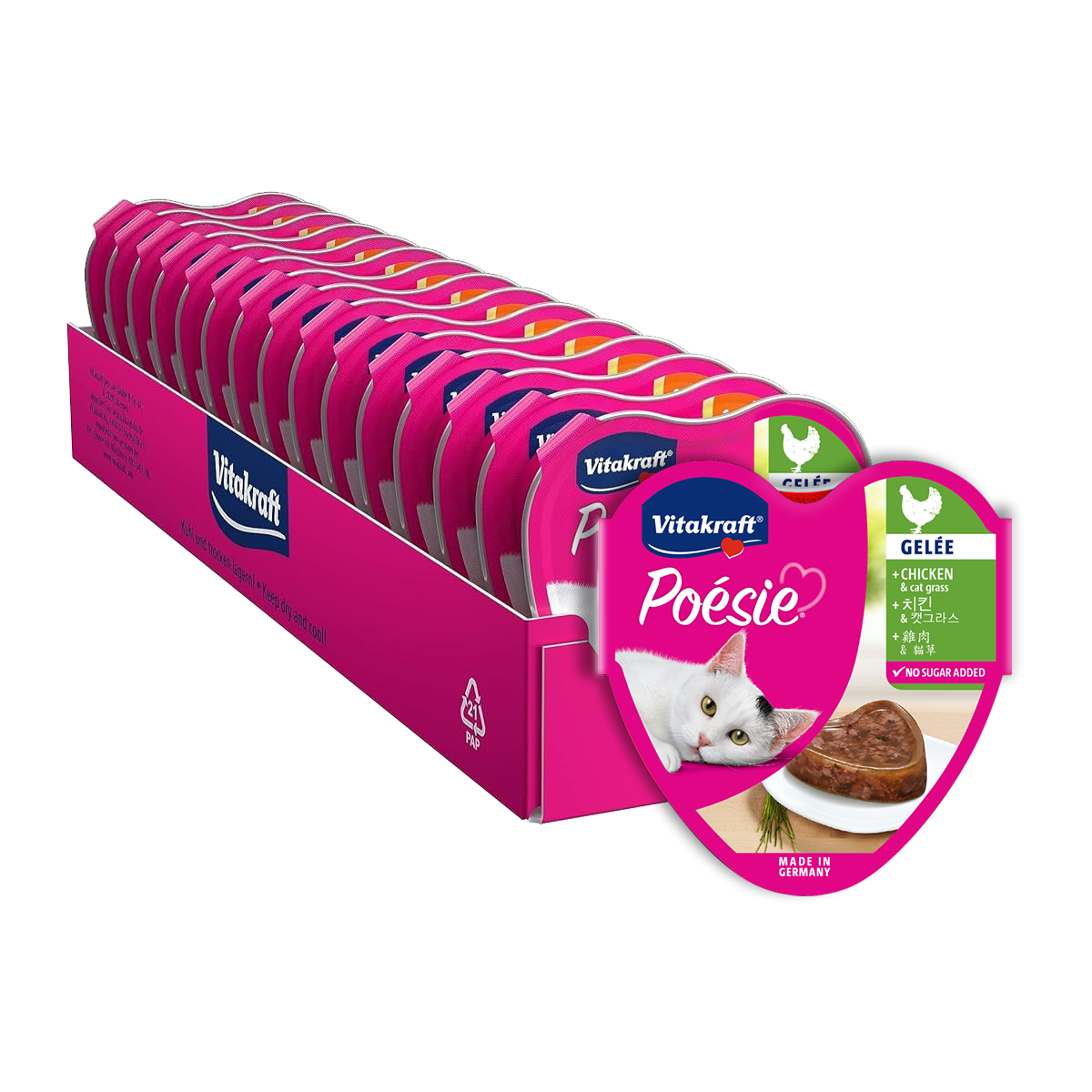 비타크래프트 포에시 하트캔 치킨&치킨캣그라스 85g (젤리) 15개