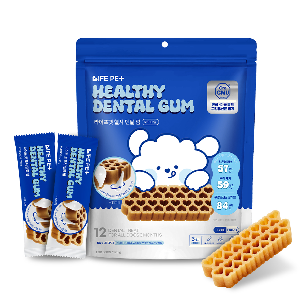 [라이프펫] 강아지 덴탈껌 치석제거 개껌 양치껌 치주염 유산균 구강영양제 입냄새제거, 120g