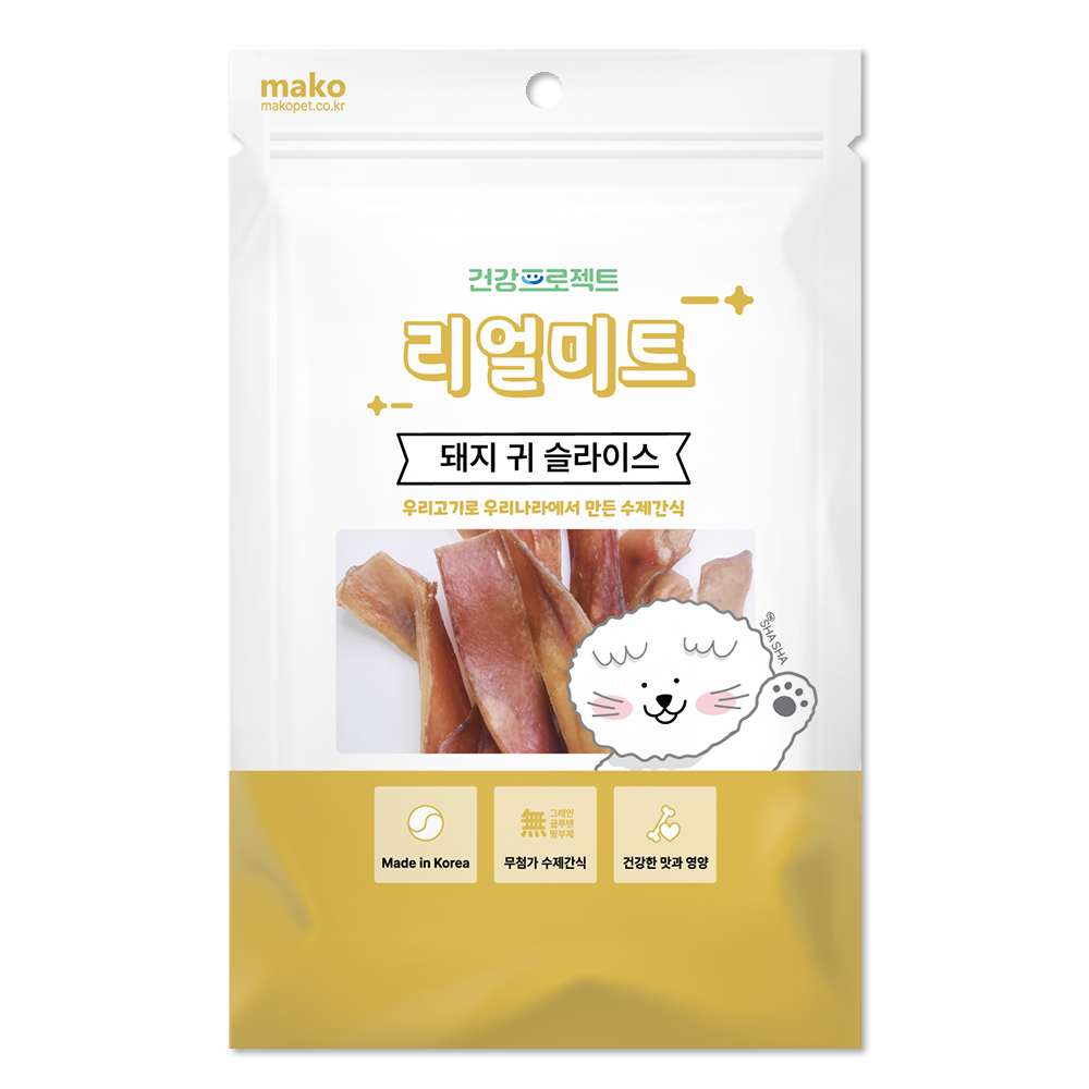 [리얼미트] 수제간식 돼지귀슬라이스 (70g)