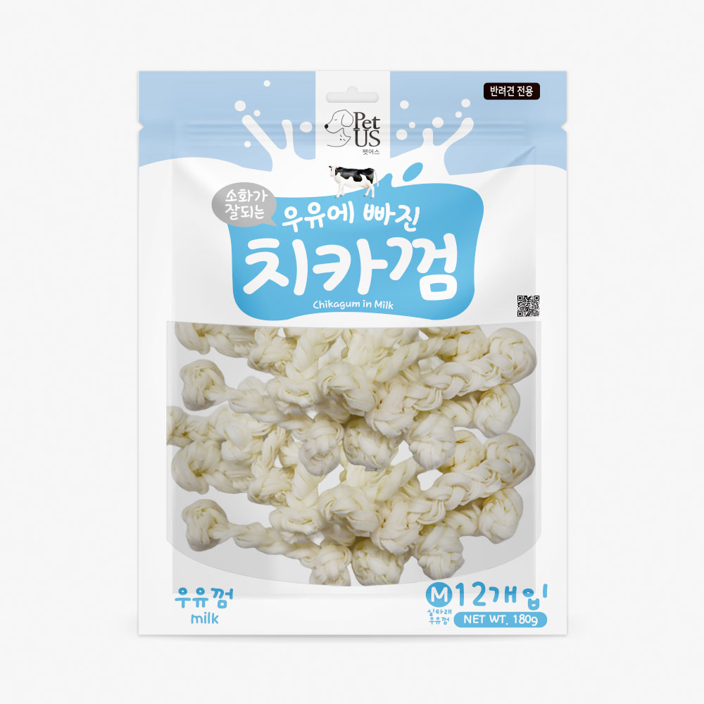 ◆【매장전용】[펫어스] 치카껌-실타래 우유껌M 12개입