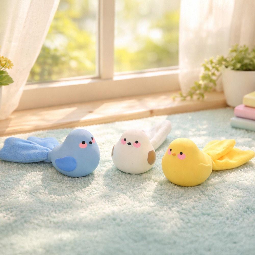 [패리스독] 큐트버드라텍스토이 [1팩단위3ea화이트옐로우블루] [box=90]