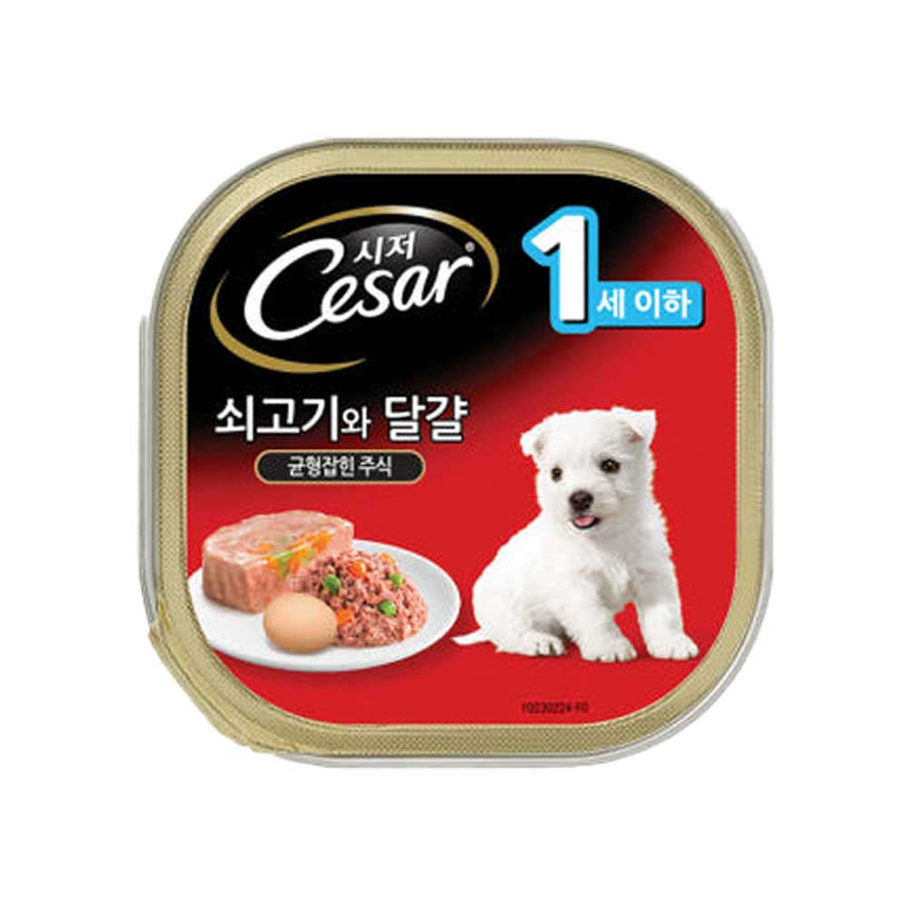 시저 1세 이하 퍼피 주식캔 쇠고기와 달걀 100g