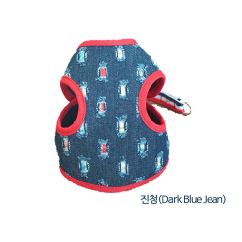 [떨이특가!] [지엠펫] 빈티지 하네스 리드줄 세트 (진청)