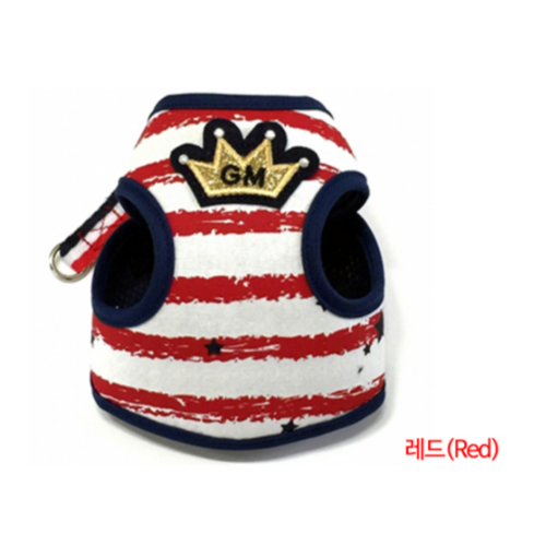 [떨이특가!] [지엠펫] 크라운 하네스 리드줄 세트 (레드)