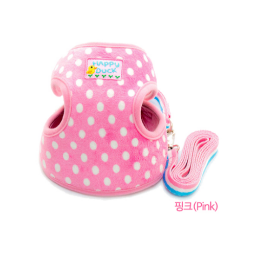 [떨이특가!] [지엠펫] 해피덕 보온 하네스 리드줄 세트 (핑크)