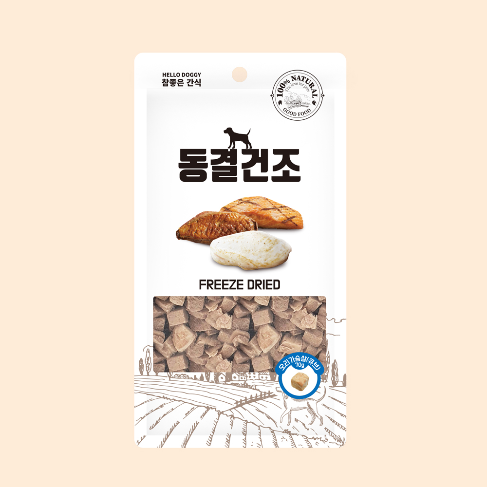 ◆[참좋은간식] 헬로도기 동결건조-70g-오리가슴살큐브