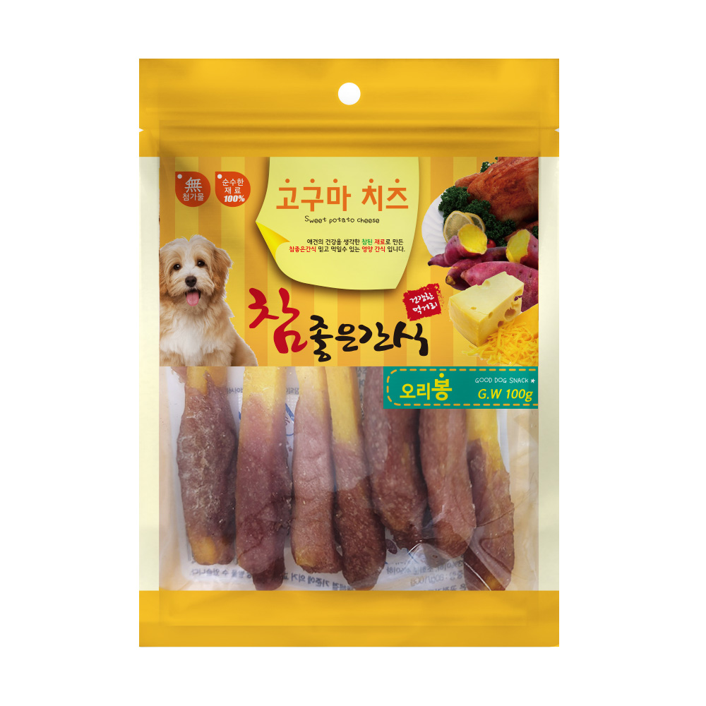 헬로도기 고구마치즈 오리봉 100g