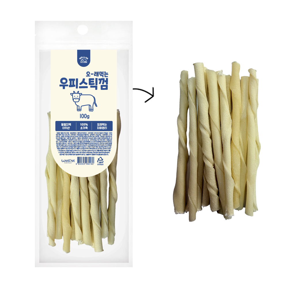[펫도매단독! 5+1행사!] 웰랩 우피스틱껌100g