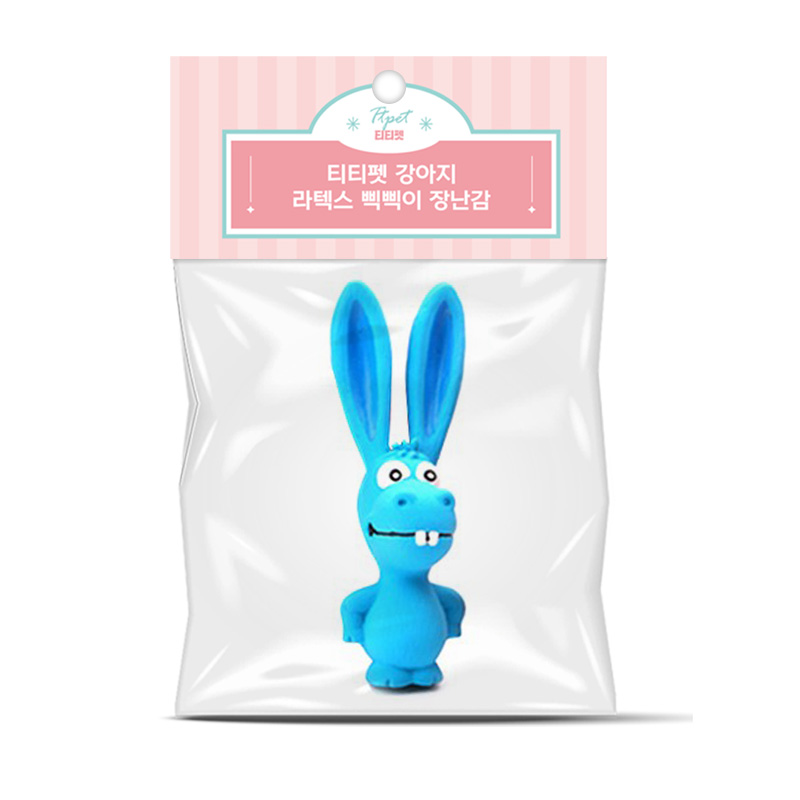 [티티펫] 강아지 라텍스 길쭉이 토끼 삑삑이 장난감 (블루)