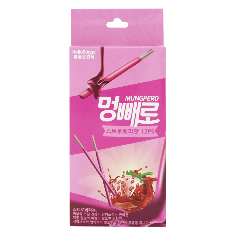 참좋은간식 멍빼로 스틱껌 스트로베리 12P