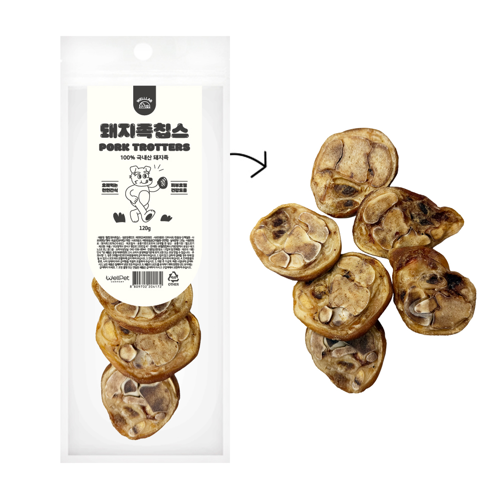 [펫도매단독, 5+1행사!] 웰랩 돼지족칩스120g