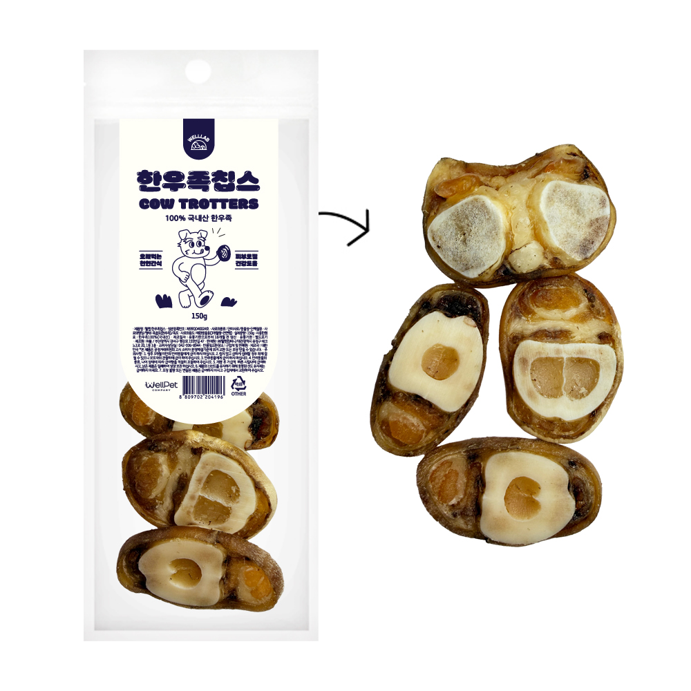 [펫도매단독, 5+1행사!] 웰랩 한우족칩스150g