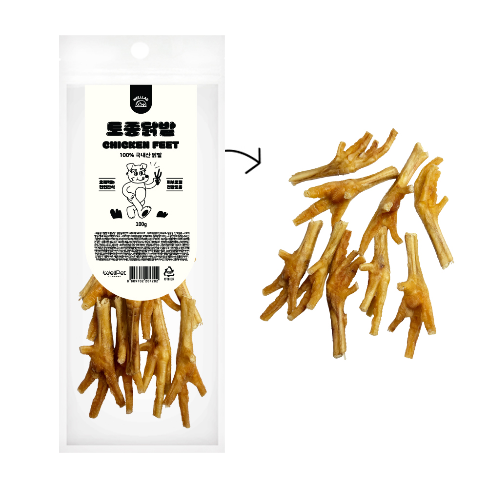 [펫도매단독, 5+1행사!] 웰랩 토종닭발100g