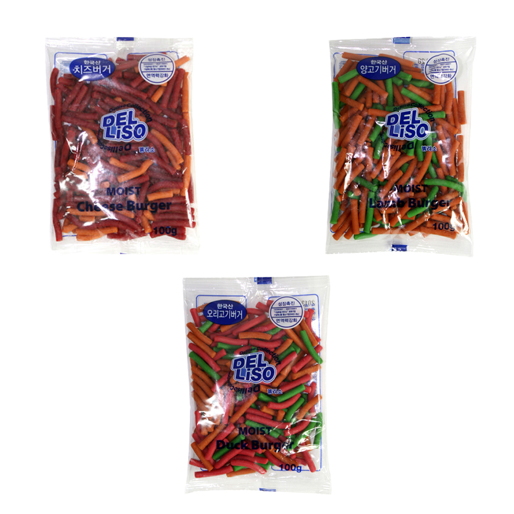 [델리소] 모이스트 애견 강아지 간식 (100g/치즈버거,오리버거)