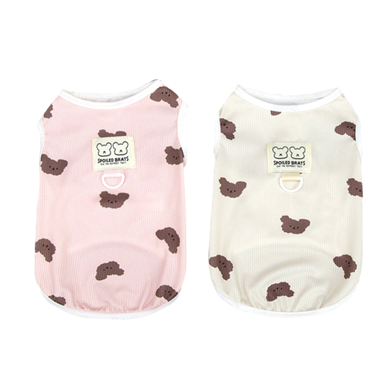 곰돌이패턴 민소매 티셔츠