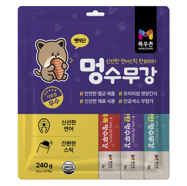 5+1행사! [목우촌] 펫9단 멍수무강 연어스틱 240g(8g x30개입)