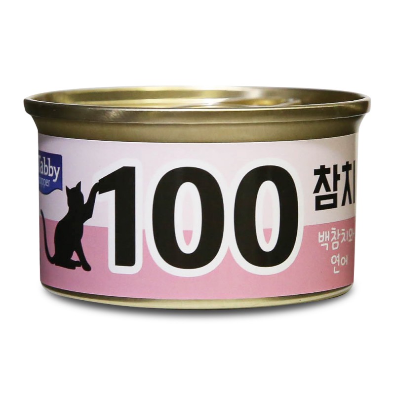 [Tabby]테비 100참치 고양이캔 백참치와 연어80gX24개(1박스)