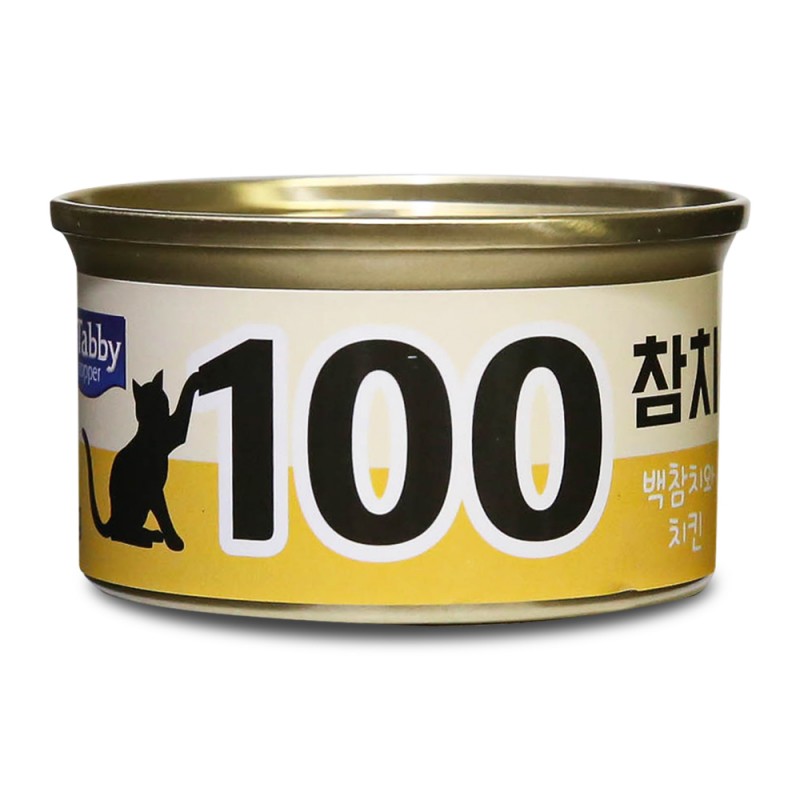 [Tabby]테비 100참치 고양이캔 백참치와 치킨80gX24개(1박스)