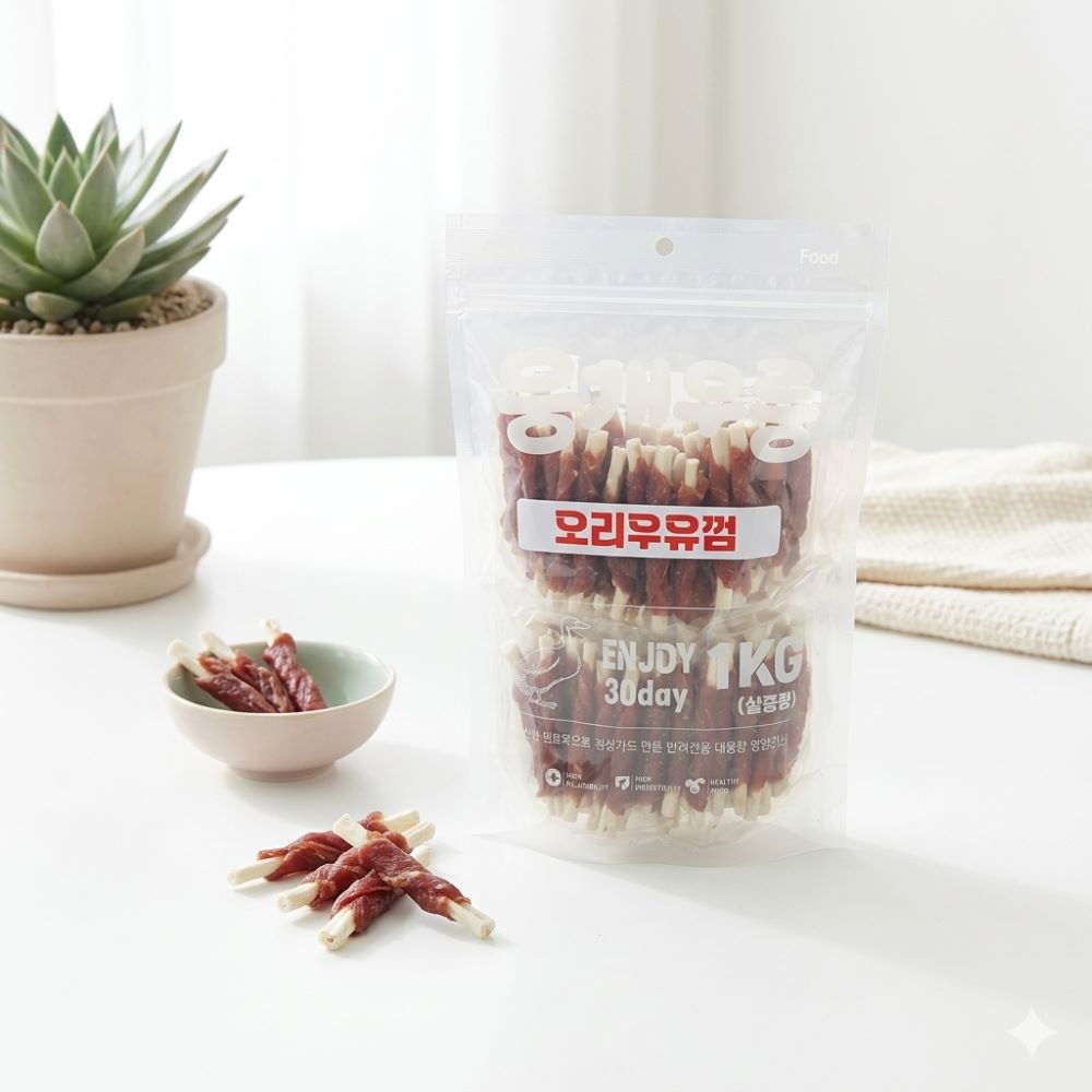 뭉개구름 오리우유껌1kg 대용량간식