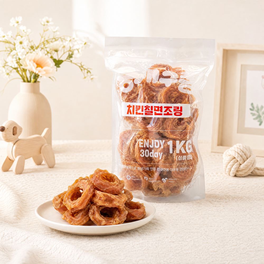 뭉개구름 치킨칠면조링1kg 대용량간식