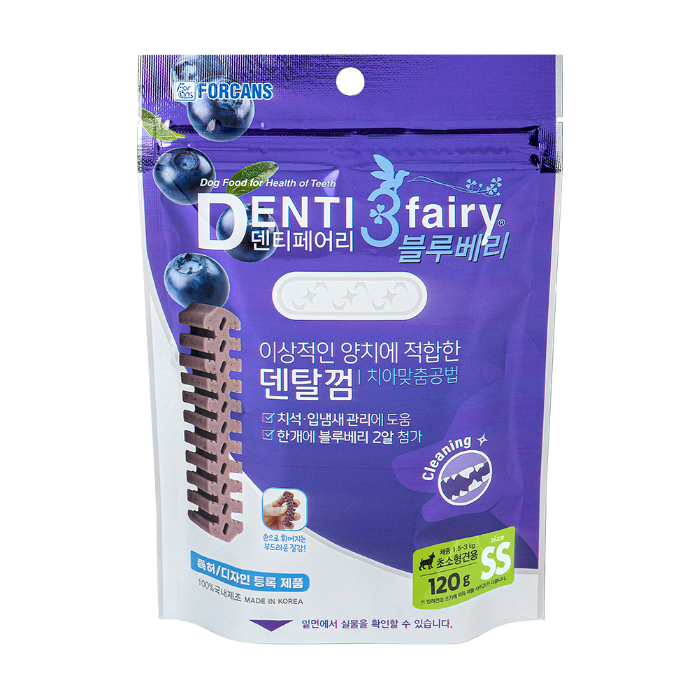 포켄스 덴티페어리 블루베리 SS 120g 강아지 덴탈껌