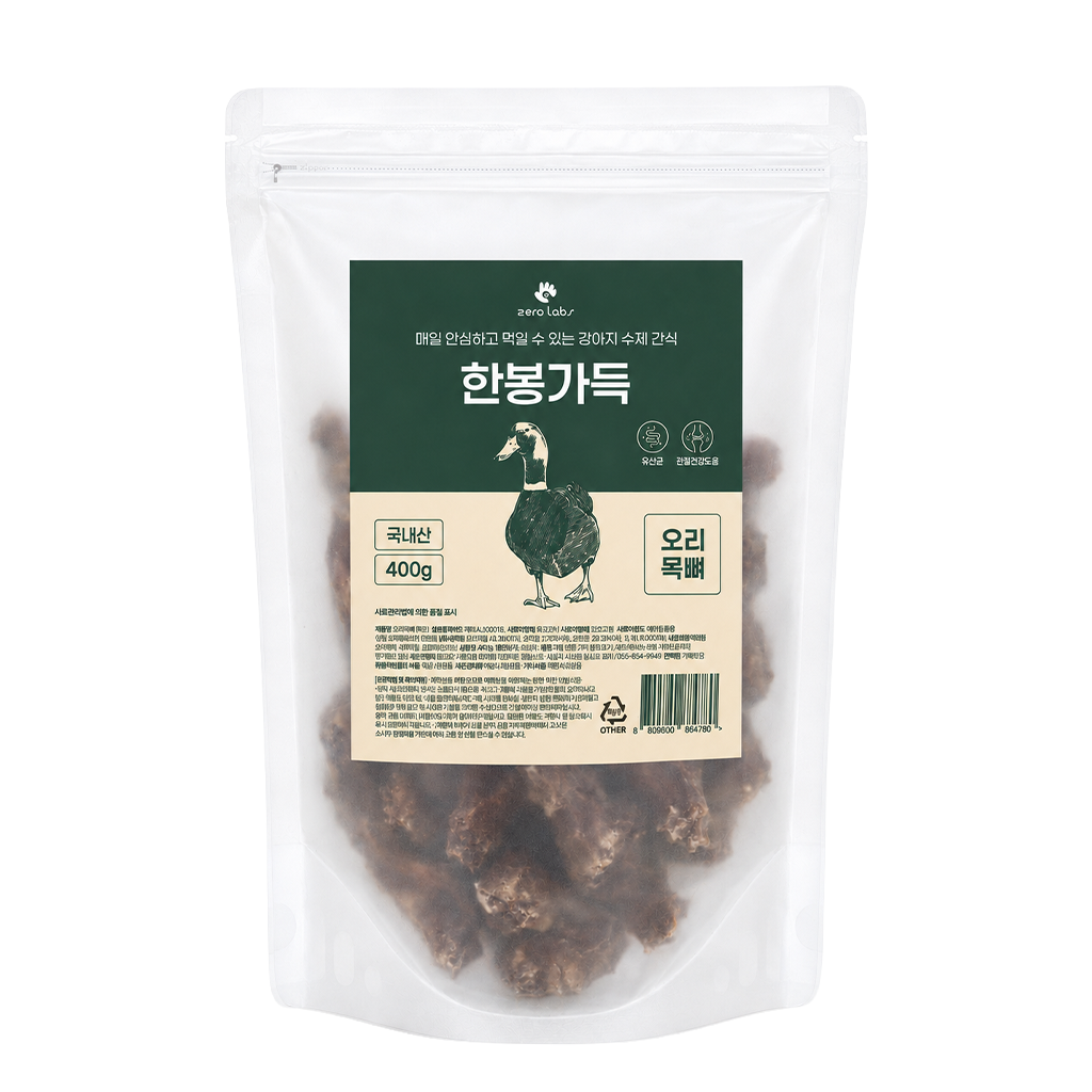 [한봉가득] 강아지 수제간식 오리목뼈 (400g)