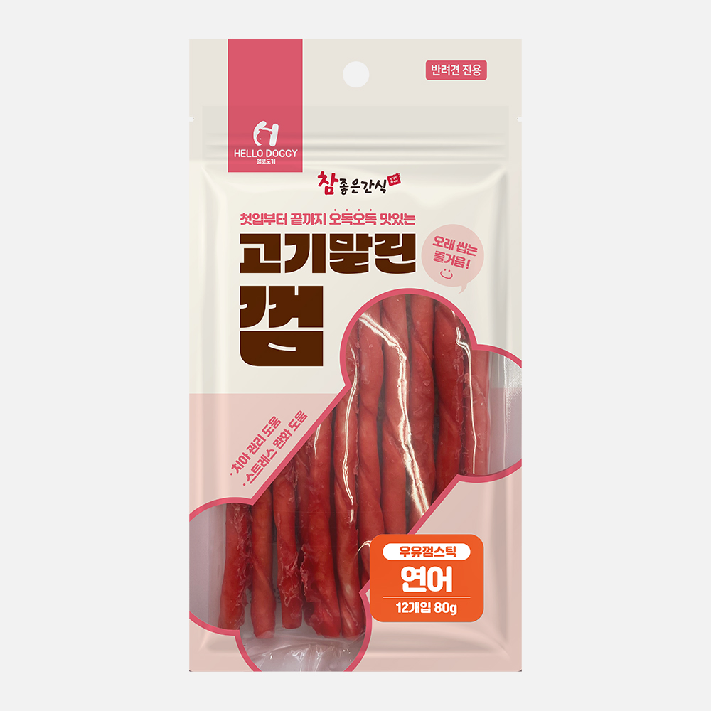[헬로도기] 고기말린껌 스틱 (연어/80g)