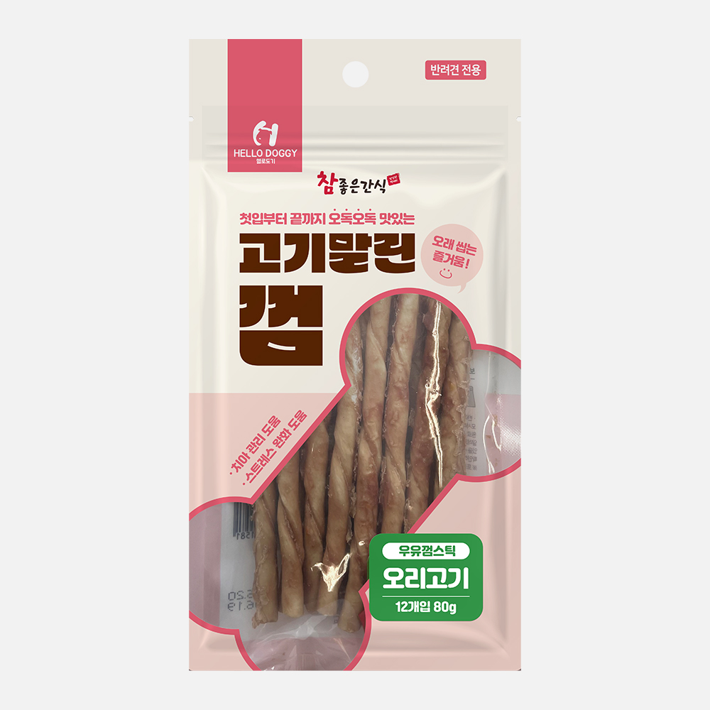 [헬로도기] 고기말린껌 스틱 (오리/80g)