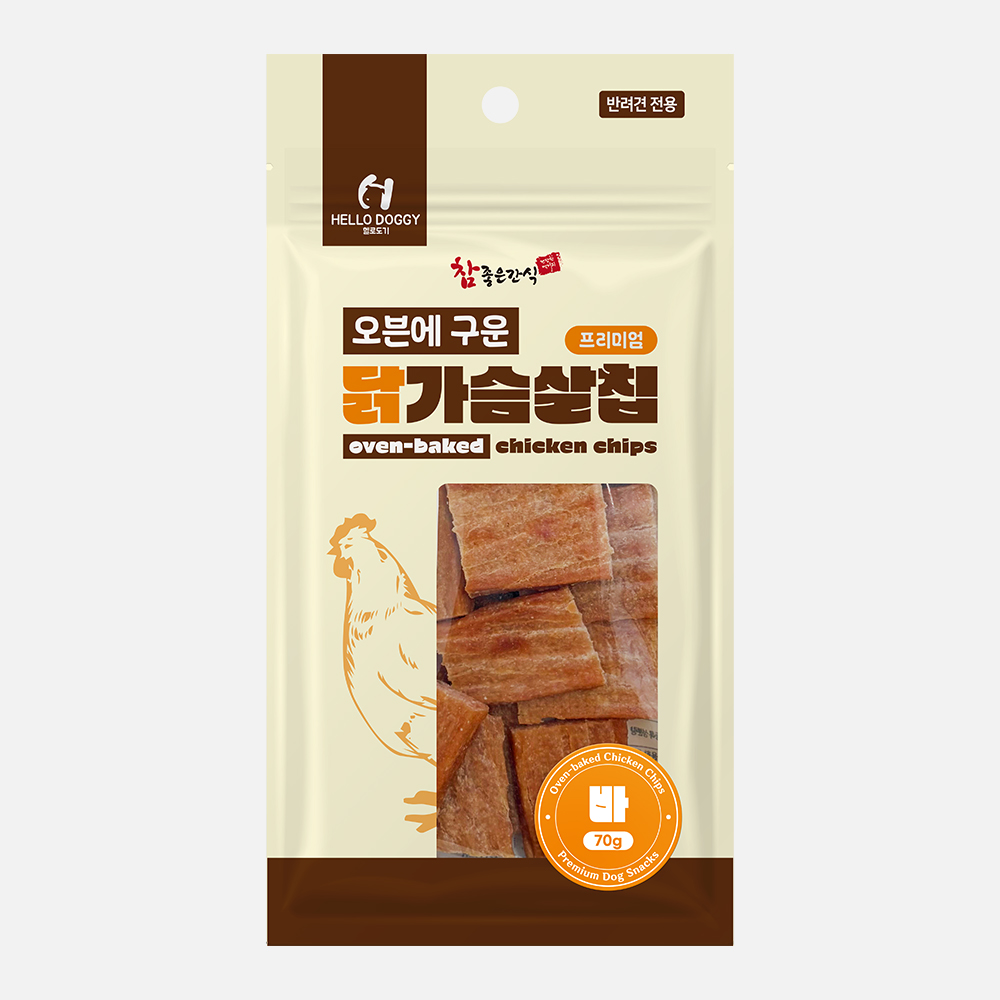 [헬로도기] 오븐에구운 치킨가슴살칩 (바/70g)