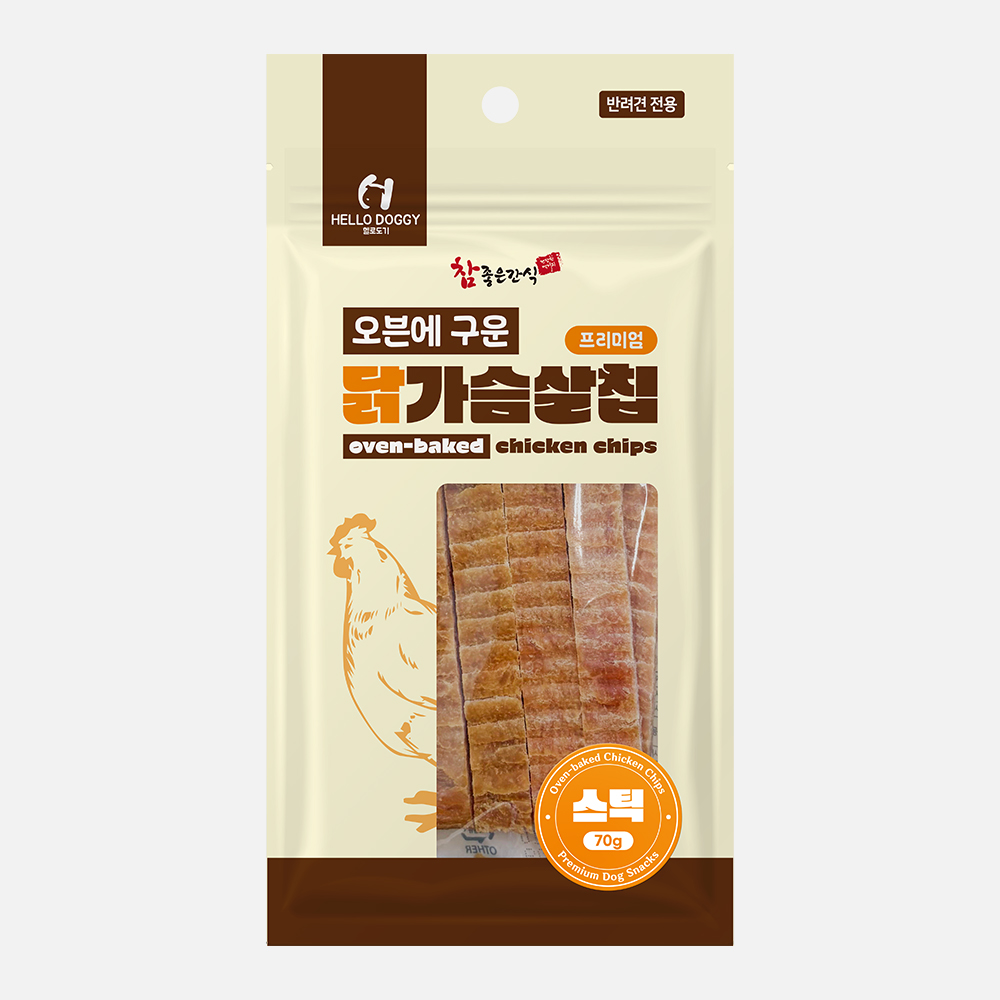 [헬로도기] 오븐에구운 치킨가슴살칩 (스틱/70g)