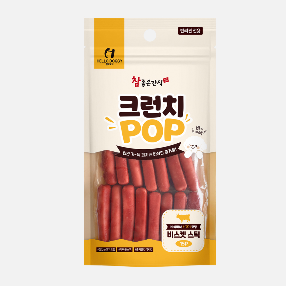 [헬로도기] 크런치팝 비스켓 소고기 (스틱/15p)