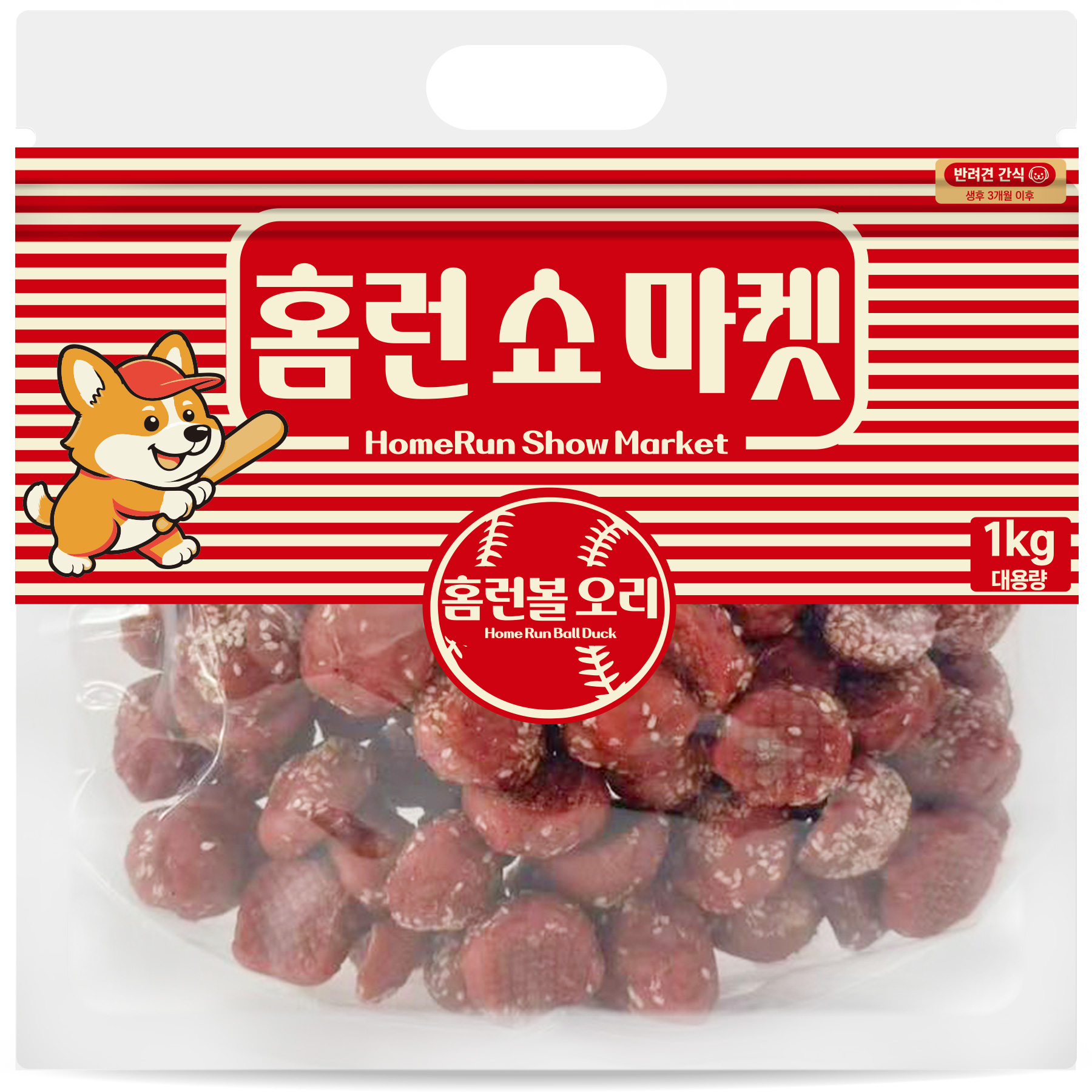 [홈런쇼마켓] 강아지 대용량 간식 오리 (1kg)
