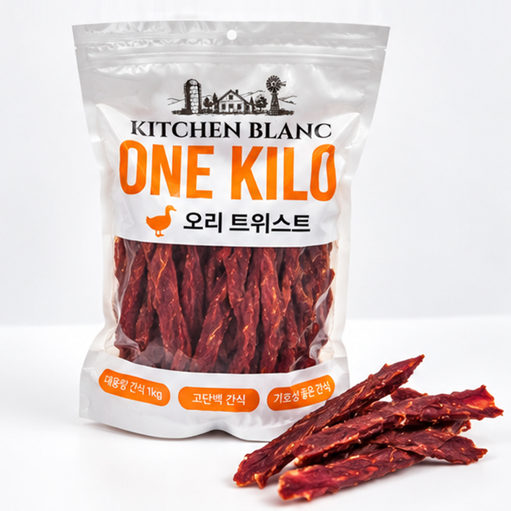 [키친블랑] 오리트위스트 (1kg) 강아지 대용량 육포간식 (온라인판매금지)
