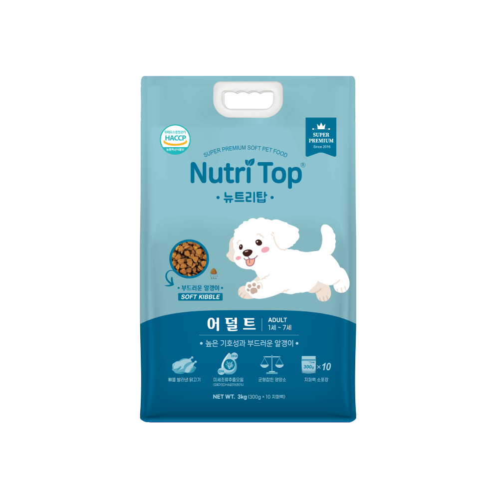 [뉴트리탑] 강아지 사료 (어덜트/3kg)